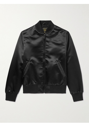 Golden Bear - Sukajan Leather-Trimmed Satin Bomber Jacket - Men - Black - XS