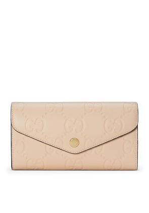 Gucci Debossed Leather Gg Continental Wallet