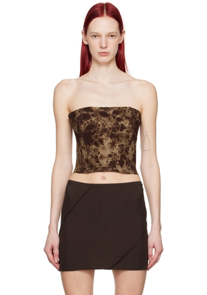 ioannes Brown Paneled Leather Bustier Camisole