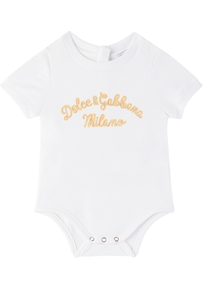 Dolce & Gabbana Baby White Printed Logo Bodysuit