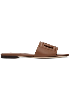 Dolce & Gabbana Brown 'DG' Flat Sandals