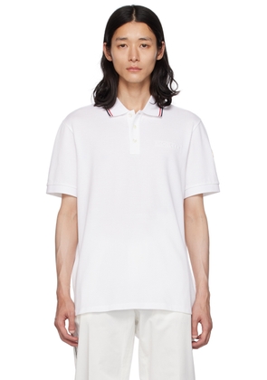 Moncler White Embossed Polo