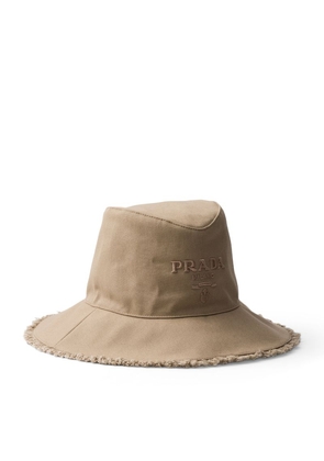 Prada Wide-Brim Drill Bucket Hat