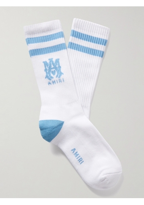 AMIRI - MA Logo-Intarsia Ribbed Stretch Cotton-Blend Socks - Men - Blue - 41-42