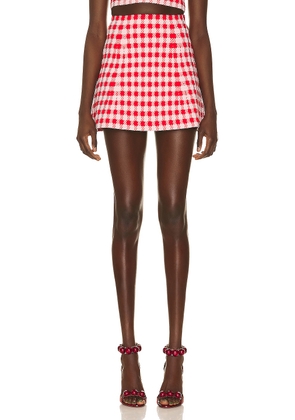ALAÏA Check Mini Skirt in Rouge & Rose - Pink. Size 44 (also in 42).