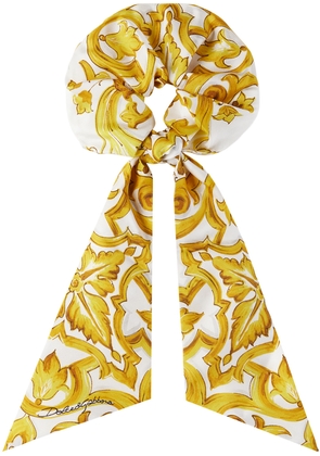 Dolce & Gabbana Kids Yellow & White Majolica Print Scrunchie
