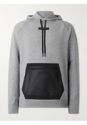ON - Mesh-Panelled Logo-Appliquéd Recycled-Jersey Hoodie - Men - Gray - S