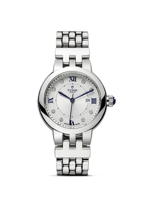 Tudor Clair De Rose Stainless Steel And Diamond Watch 30Mm