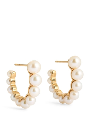 Sophie Bille Brahe Yellow Gold And Freshwater Pearl Boucle De Perle Hoop Earrings