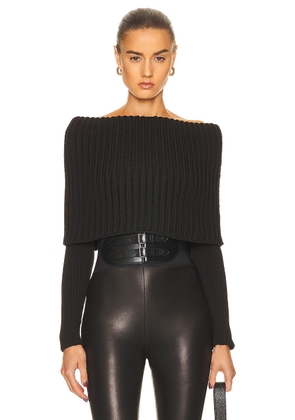 ALAÏA Detroit Off The Shoulder Sweater in Noir - Black. Size 42 (also in 44).