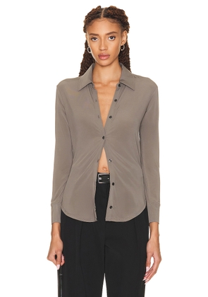 Citizens of Humanity Dalhia Mesh Button Down Shirt in Falcon - Grey. Size M (also in ).