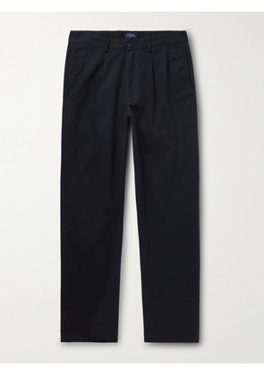 Noah - Straight-Leg Pleated Cotton-Twill Trousers - Men - Black - UK/US 28