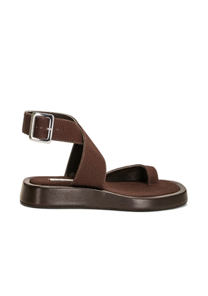GIA BORGHINI x RHW Toe Ring Wrap Canvas Flat Sandal in Chocolate - Brown. Size 36.5 (also in ).