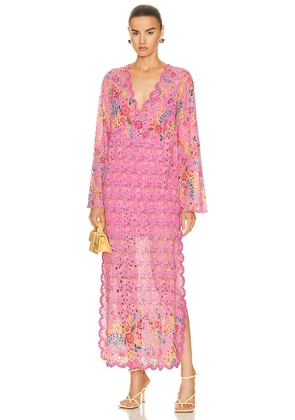 HEMANT AND NANDITA Fiora Kaftan Dress in Pink - Pink. Size L (also in XS).