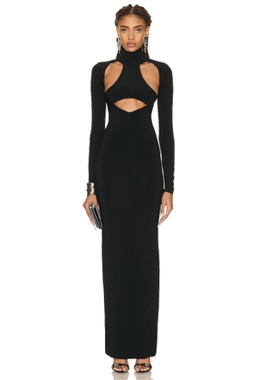 LaQuan Smith Cut Out Turtleneck Gown in Black - Black. Size XS (also in ).