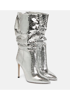 Paris Texas Slouchy python-effect leather boots