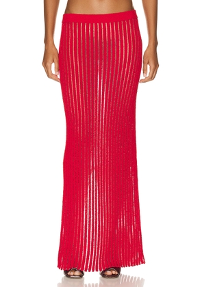 Bottega Veneta Stripes Long Skirt in Vernis - Red. Size L (also in ).