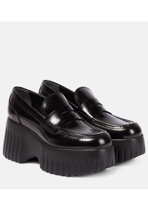 Hogan H-Stripes wedge leather loafers