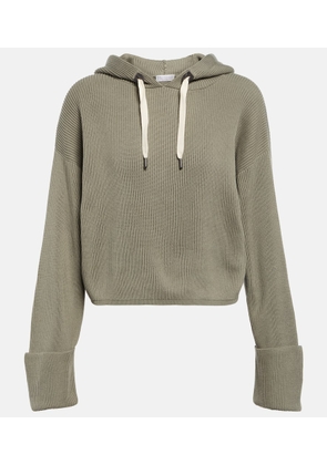 Brunello Cucinelli Ribbed-knit cropped cotton hoodie
