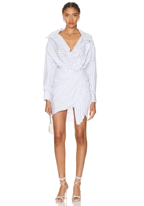 Alexander Wang Twisted Cowl Dress in White & Blue - White. Size 0 (also in 4).