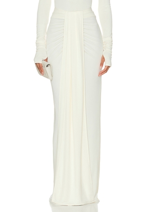 Helsa Matte Jersey Long Wrap Skirt in Ivory - Ivory. Size XL (also in ).