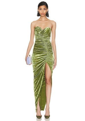 Alexandre Vauthier Bustier Long Dress in Olive Green - Olive. Size 34 (also in 38, 42).