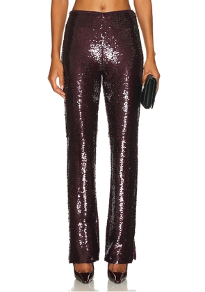 SIMKHAI Lilita Sequin Pant in Mangosteen - Wine. Size 6 (also in ).