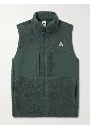 Nike - ACG Arctic Wolf Logo-Embroidered Polartec® Fleece and Shell Vest - Men - Green - XS