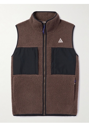 Nike - ACG Arctic Wolf Logo-Embroidered Polartec® Fleece and Shell Vest - Men - Brown - XS