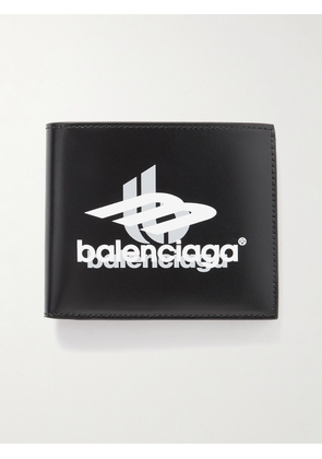 Balenciaga - Cash Square Logo-Print Leather Bifold Wallet - Men - Black