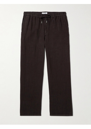 Mr P. - Edward Straight-Leg Garment-Dyed Linen Drawstring Trousers - Men - Brown - 28