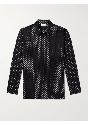 SAINT LAURENT - Polka-Dot Silk-Jacquard Shirt - Men - Black - 38
