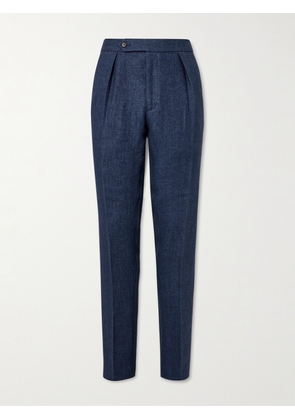 Polo Ralph Lauren - Brad Straight-Leg Pleated Linen-Drill Suit Trousers - Men - Blue - UK/US 28