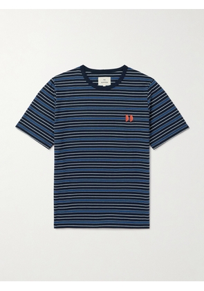 Folk - Embroidered Striped Cotton-Jersey T-Shirt - Men - Blue - 1