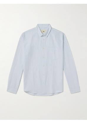 Folk - Button-Down Collar Striped Cotton and Linen-Blend Shirt - Men - Blue - 1
