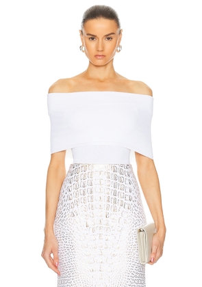 ALAÏA O-shoulder Bodysuit in Blanc - White. Size 38 (also in 40).
