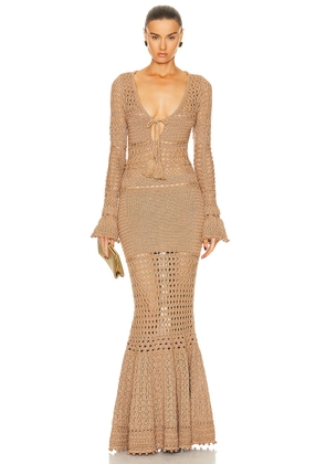 retrofete Sereno Dress in Metallic Nude Bronze - Metallic Bronze. Size XL (also in ).