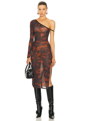 Courreges One Sleeve Long Dress in Havana & Tortoise - Brown. Size XS (also in ).