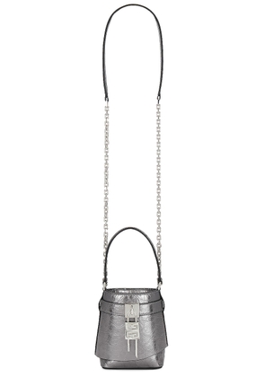 Givenchy Micro Shark Lock Bucket Bag in Silvery Grey - Metallic Silver. Size all.