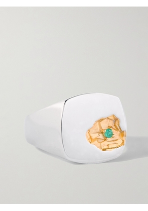 Tom Wood - Mined Gold-Plated and Silver Emerald Signet Ring - Men - Silver - 58