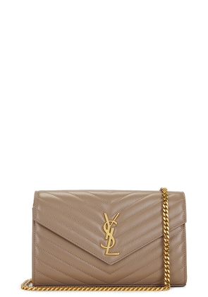 Saint Laurent Cassandre Classic Chain Wallet Bag in Dusty Grey - Taupe. Size all.