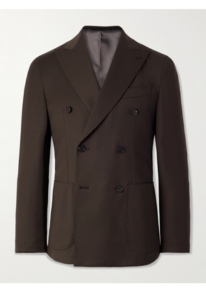 Caruso - Slim-Fit Double-Breasted Wool-Blend Twill Suit Jacket - Men - Brown - IT 46