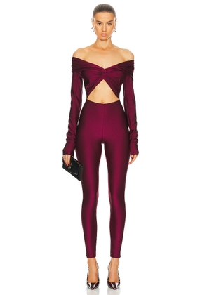 The Andamane Kendall Off-shoulder Jumpsuit in Ruby - Burgundy. Size M (also in ).
