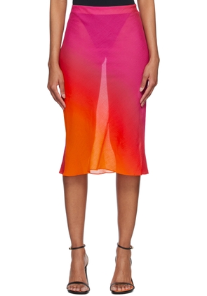 Louisa Ballou Pink Bias-Cut Midi Skirt