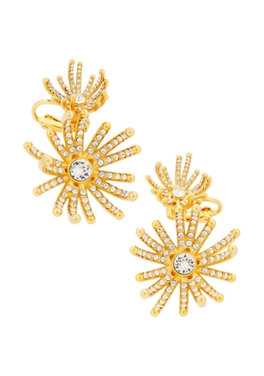 Oscar de la Renta Firework Crystal Button Earrings in Crystal - Metallic Gold. Size all.