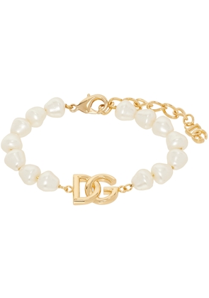 Dolce & Gabbana White & Gold Link Pearls Bracelet