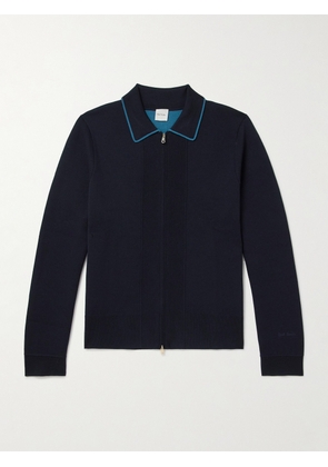Paul Smith - Stretch-Merino Wool and Cotton-Blend Zip-Up Cardigan - Men - Blue - S