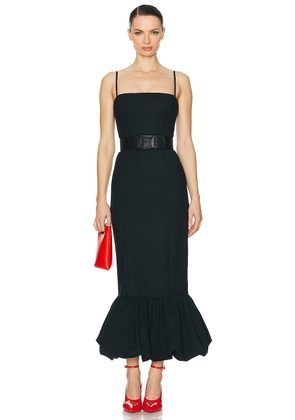 Helsa Faille Midi Dress in Black - Black. Size S (also in XS, XXS).