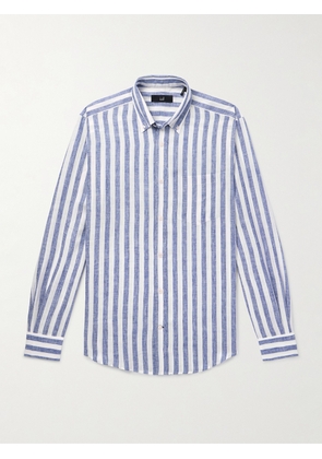 Dunhill - Button-Down Collar Striped Linen Shirt - Men - Blue - S