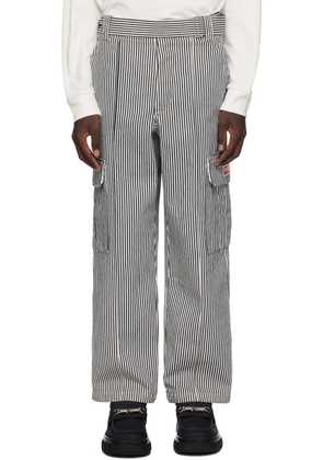 Kenzo Black & White Kenzo Paris Striped Denim Cargo Pants
